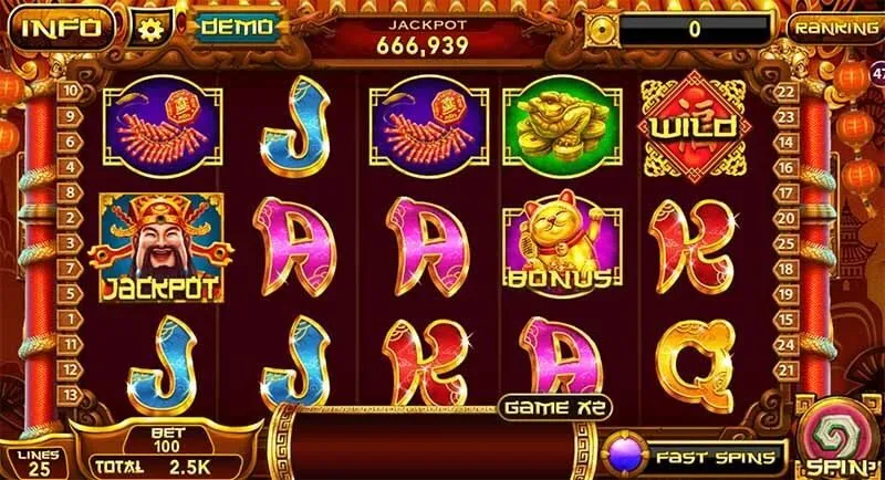 Giao diện của tựa game slot Thần tài Mayclub