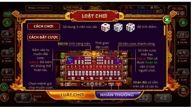 Luật chơi của Sicbo tài phú MD5 được xây dựng đơn giản, tương tự tài xỉu truyền thống 
